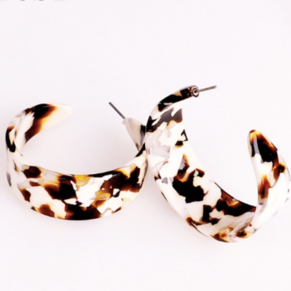 Chic Acrylic Resin Hoop Earrings - Picture 3 of 6